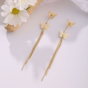 Wild Butterfly Tassel Alloy Earrings